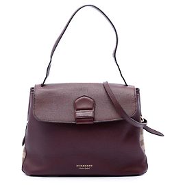Borsa Camberley in pelle con bordatura House Check Burberry rossa misura Medium