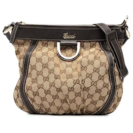 Borsa a tracolla Abbey D Ring in tela GG Gucci marrone