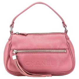 Chanel LAX Schultertasche aus rosa Kalbsleder mit Fronttasche