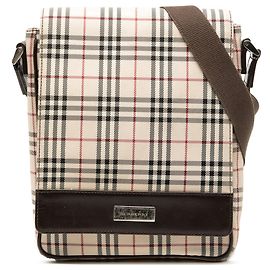 Borsa a tracolla con patta in tela House Check marrone Burberry