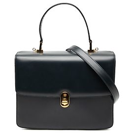 Bolso Satchel Gucci de piel de becerro azul con cierre de rosca y ribete lateral