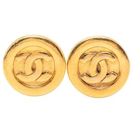 Orecchini a clip rotondi Chanel CC placcati oro