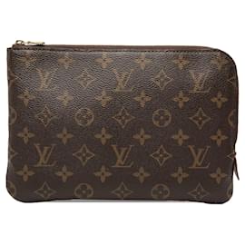 Clutch Louis Vuitton Monogram Etui Voyageur PM Marrone