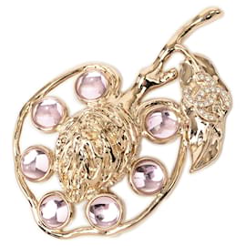 Spilla a perno Chanel Gold Plated CC Strass e Gripoix Fruit in Oro