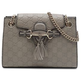 Borsa a tracolla Gucci Small Guccissima Emily grigia