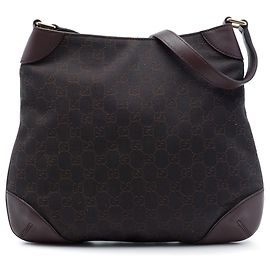 Borsa a tracolla in denim Gucci GG marrone