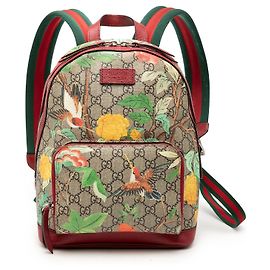 Gucci Small GG Supreme Web Tian Rucksack Beige