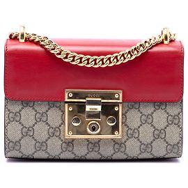 Borsa a tracolla Gucci Small GG Supreme con lucchetto beige