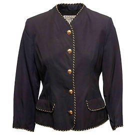 Vintage schwarze Gianni Versace Jacke mit Kordelbesatz Größe IT 38
