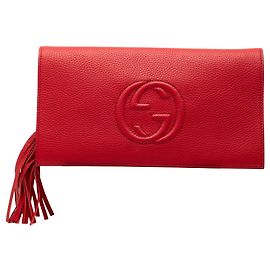 Clutch Soho Disco in pelle rossa Gucci