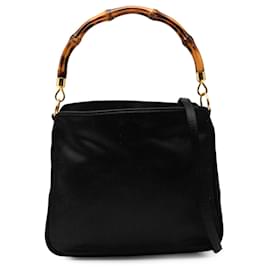 Borsa satchel in raso nero con bambù Gucci
