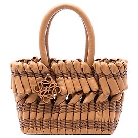 Piccola borsa tote tubolare in nappa marrone LOEWE