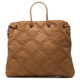 Borsa Tote Bottega Veneta Croisette in pelle marrone con finiture Intrecciato