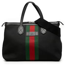Borsa a tracolla Gucci Canvas Techno Web nera