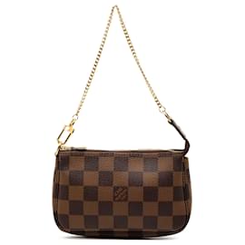 Borsa a mano Mini Pochette Accessoires Louis Vuitton Damier Ebene marrone