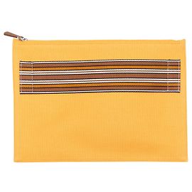 Pochette zippée en toile orange Loro Piana