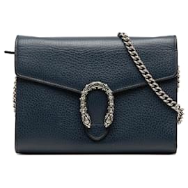 Gucci Mini Dionysus Leder Umhängetasche in Blau mit Kette