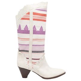 Botas vaqueras de textil y cuero Isabel Marant blanco y multicolor Talla 39