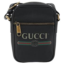Mini bolso messenger de piel estampado con logotipo Gucci y cremallera