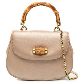 Borsa Gucci Mini Metallic Calfskin Bamboo Night beige