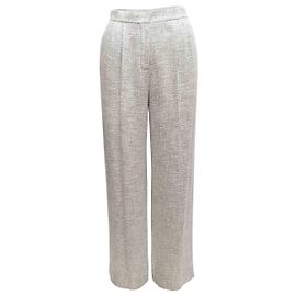 Pantalones de pierna recta plisados gris claro The Row Talla US 0