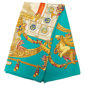 Sciarpa in seta blu Hermès Hommage a Charles Garnier 90