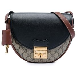 Borsa a tracolla Gucci GG Supreme Saddle Padlock beige
