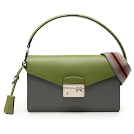 Borsa Prada Bicolor Saffiano Lux Sound Lock Verde