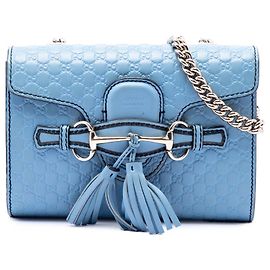 Borsa a tracolla blu Gucci Mini Microguccissima Emily