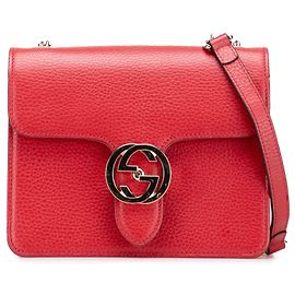 Piccola borsa a tracolla Gucci in pelle di vitello con G intrecciato rosso