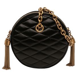 Borsa a tracolla con catena trapuntata Le Maillon Round Tassel nera Saint Laurent