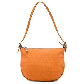 Borsa a tracolla hobo in tela Zucchino arancione Fendi