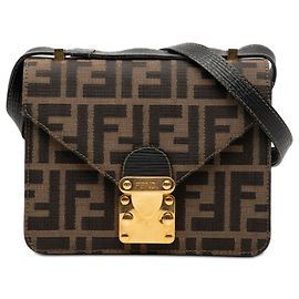 Bolsa transversal de aba Fendi Zucca Canvas Marrom