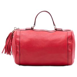 Borsa satchel Gucci Soho Boston in pelle di vitello martellata Medium rossa