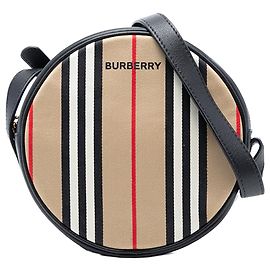 Borsa a tracolla Louise in tela Burberry Icon Stripe marrone