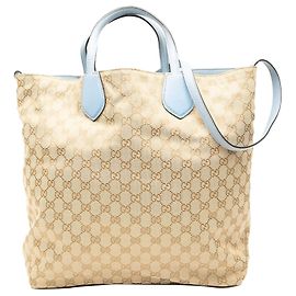 Borsa Tote Satchel reversibile in tela GG Gucci Tan & Blue