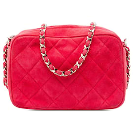 Borsa Camera Chanel in scamosciato trapuntato rosso