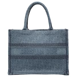 Tote Book in denim Oblique blu Dior misura Medium