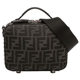 Fendi Mini Zucca Canvas Koffer Tasche Satchel Schwarz
