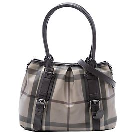 Borsa Northfield in tela rivestita Burberry Small Smoke Check marrone