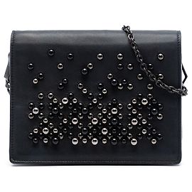 Borsa a tracolla con catena e borchie in pelle nera Bottega Veneta