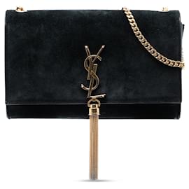 Borsa a tracolla Kate con nappa e monogramma nero Saint Laurent misura Medium
