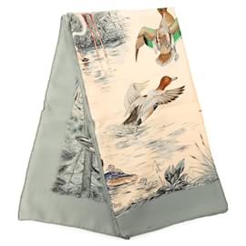 Sciarpa in seta Hermès Halte en Camargue 90 Beige