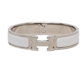 Silver Hermès Narrow Enamel Clic H Bracelet PM