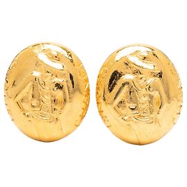 Orecchini a clip ovali Mademoiselle placcati oro Chanel Gold