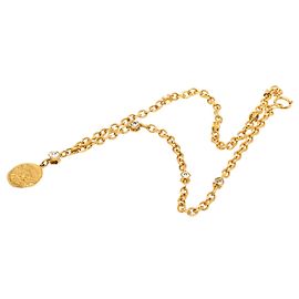 Collana con pendente a medaglione in strass placcato oro Gold Chanel CC
