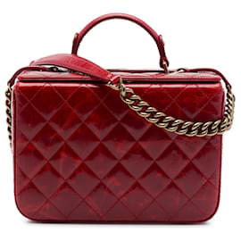 Borsa vanity Rita in pelle di vitello laccata trapuntata CC Chanel rossa