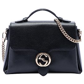 Borsa satchel Gucci Small Dollar Calf Interlocking G nera