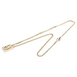 Chanel CC Halskette mit Anhänger, vergoldet und Strass