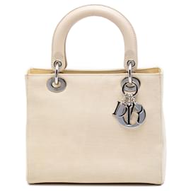 Borsa Lady Dior in tela beige misura Medium